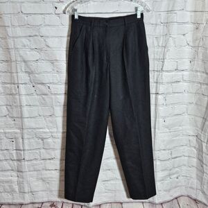 Vintage Sag Harbor Pants Womens 4P Petite Black Wool Pleated Classic